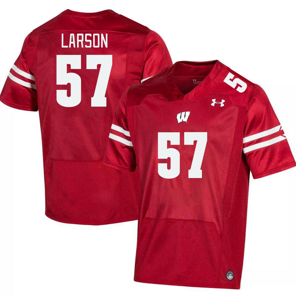 Men #57 Luna Larson Winsconsin Badgers College Football Jerseys Stitched Sale-Red